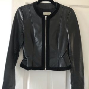 BB Dakota Peplum Leather and Velvet Jacket